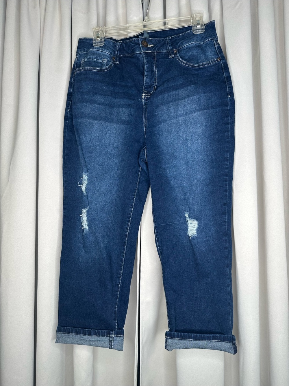 Royalty For Me Dark Blue Boyfriend Jeans with Cropped Cuff